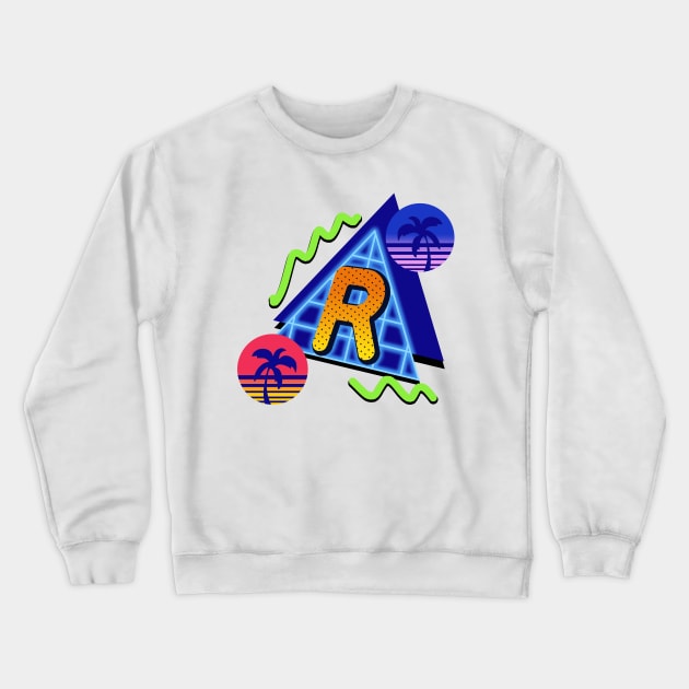 initial Letter R - 80s Synth Crewneck Sweatshirt by VixenwithStripes